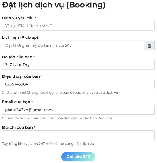 Book lịch giặt ủi Online không cần tìm kiếm tiệm giặt ủi gần đây